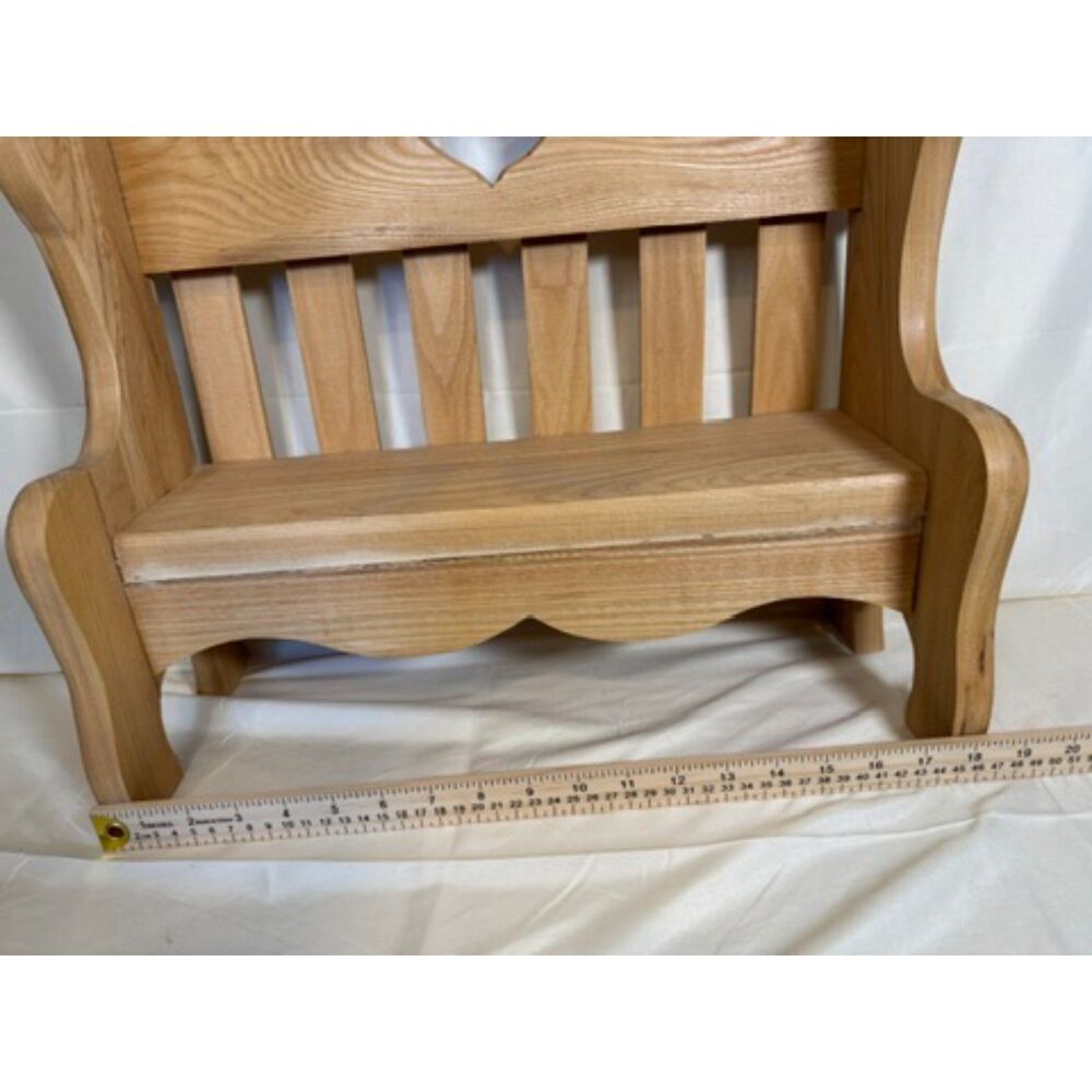 Primitive Wood Heart Bench Child Chair Plant Stand Farmhouse Rustic Cottage - Picture 7 of 8